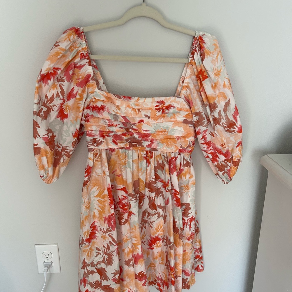 Abercrombie & Fitch Floral Mini Puff Sleeve Dress